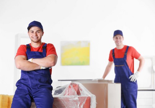 Removal team planning a move in a Hampstead street