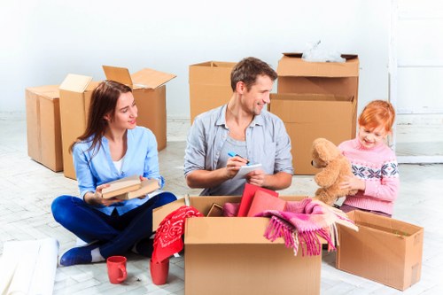 Packed boxes and furniture ready for a Hampstead house move