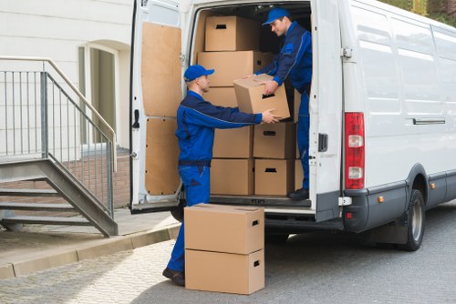 House removal team planning a move in Hampstead street