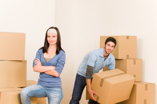 Office relocation team managing access and loading in a Hampstead street